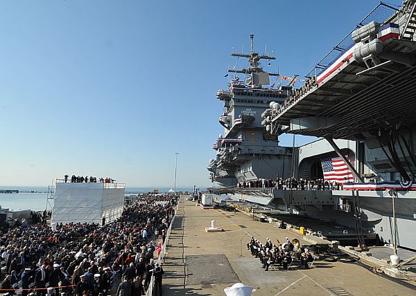 Attendees observe the inactivation ceremony of the aircraft carrier USS Enterprise (CVN 65). 